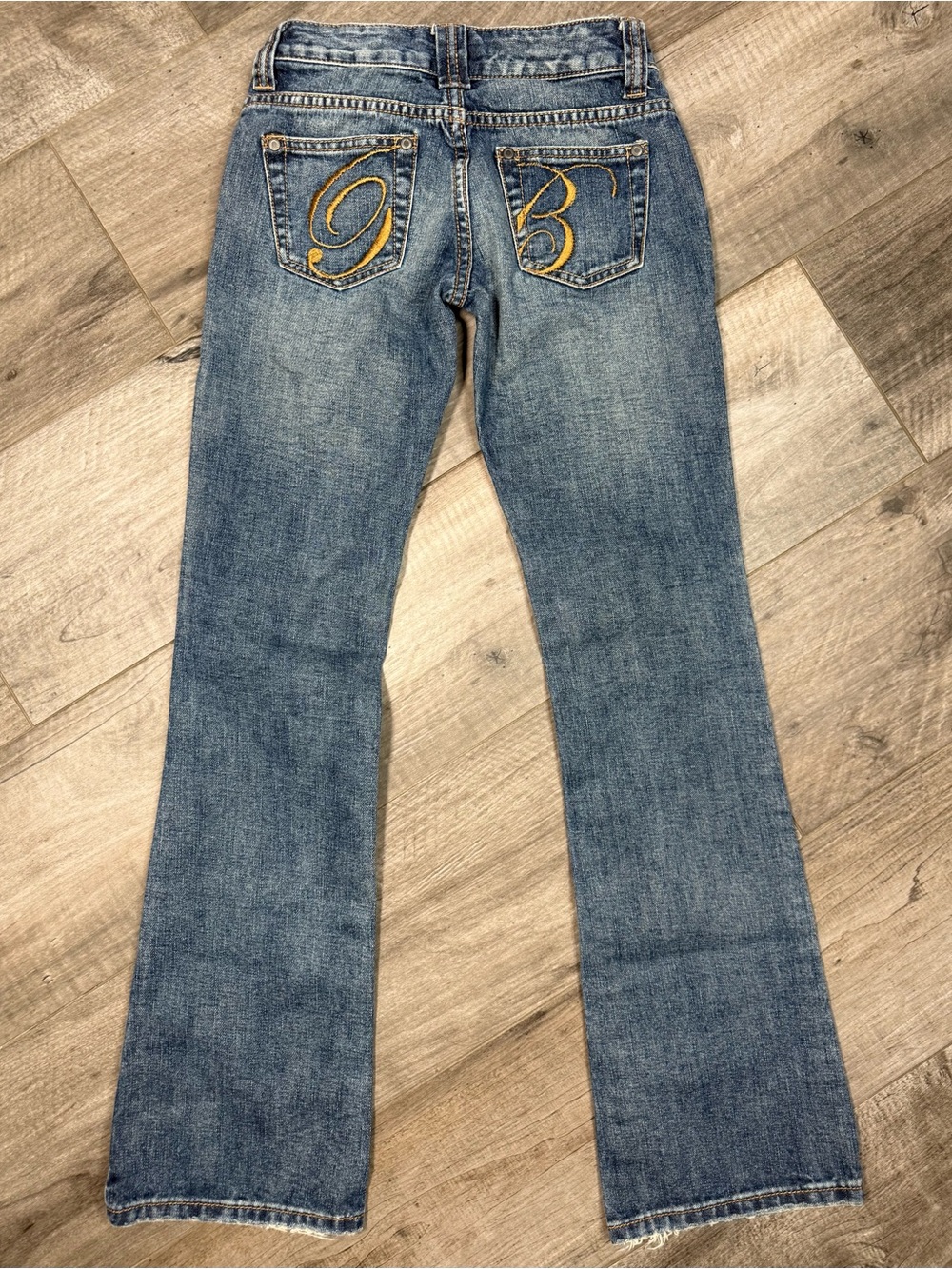 Billabong Women's Medium Blue Bootcut Jeans with Gold Embroidery
